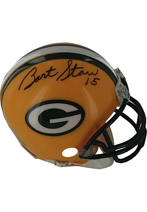 Bart Starr Autographed Green Bay Packers Replica Mini Helmet